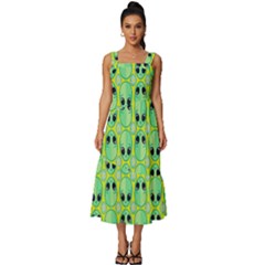 Alien Pattern- Square Neckline Tiered Midi Dress by Ket1n9