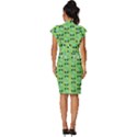 Alien Pattern- Vintage Frill Sleeve V-Neck Bodycon Dress View4