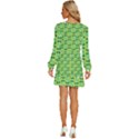 Alien Pattern- Long Sleeve Waist Tie Ruffle Velvet Dress View4