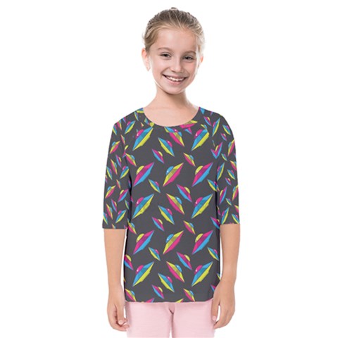 Alien Patterns Vector Graphic Kids  Quarter Sleeve Raglan T-shirt by Ket1n9