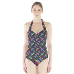 Alien Patterns Vector Graphic Halter Swimsuit by Ket1n9