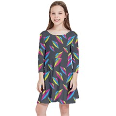 Alien Patterns Vector Graphic Kids  Quarter Sleeve Skater Dress by Ket1n9