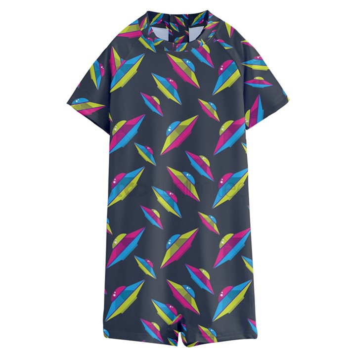 Alien Patterns Vector Graphic Kids  Boyleg Half Suit Swimwear