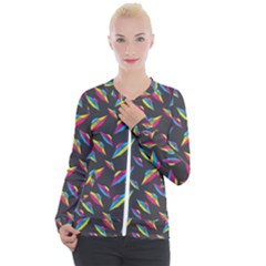 Alien Patterns Vector Graphic Casual Zip Up Jacket by Ket1n9