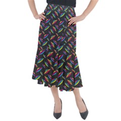 Alien Patterns Vector Graphic Midi Mermaid Skirt by Ket1n9