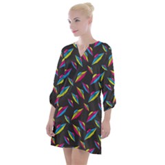 Alien Patterns Vector Graphic Open Neck Shift Dress by Ket1n9