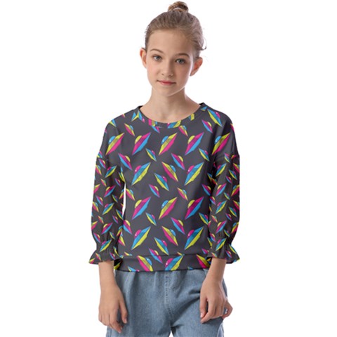 Alien Patterns Vector Graphic Kids  Cuff Sleeve Top by Ket1n9