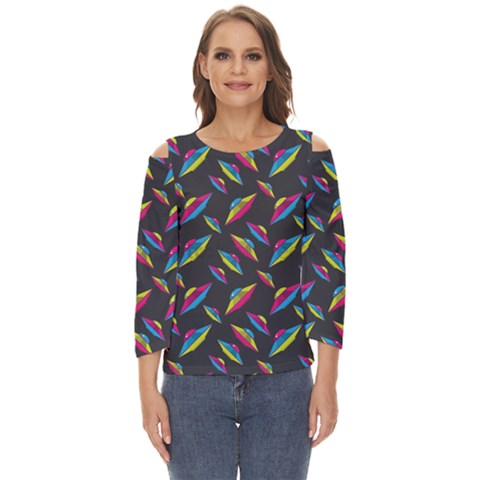 Alien Patterns Vector Graphic Cut Out Wide Sleeve Top by Ket1n9