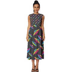 Alien Patterns Vector Graphic Sleeveless Round Neck Midi Dress by Ket1n9