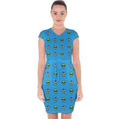 Alien Pattern Capsleeve Drawstring Dress  by Ket1n9