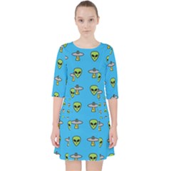 Alien Pattern Quarter Sleeve Pocket Dress by Ket1n9