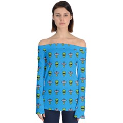 Alien Pattern Off Shoulder Long Sleeve Top by Ket1n9