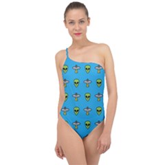 Alien Pattern Classic One Shoulder Swimsuit by Ket1n9