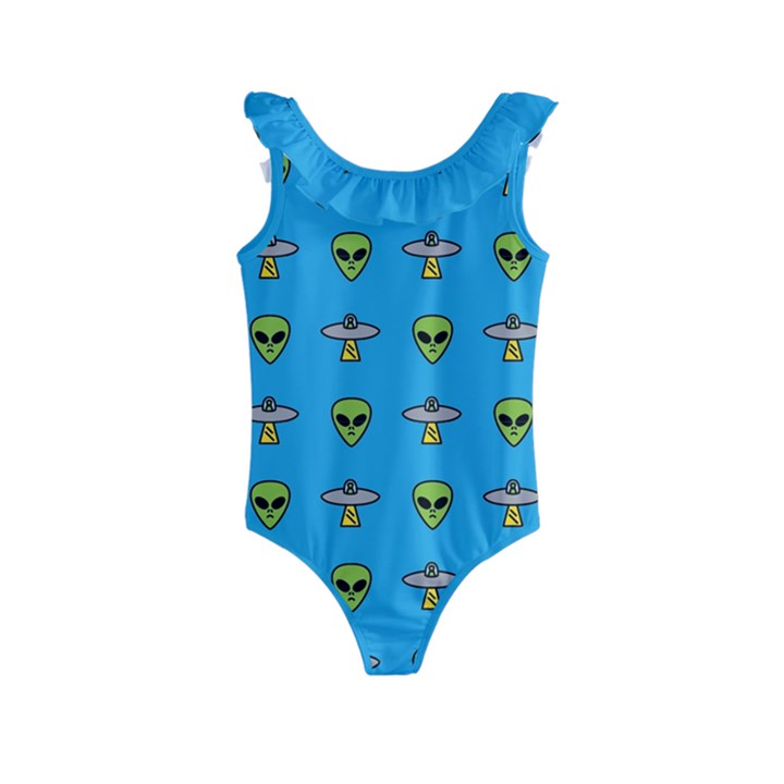 Alien Pattern Kids  Frill Swimsuit