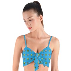 Alien Pattern Woven Tie Front Bralet