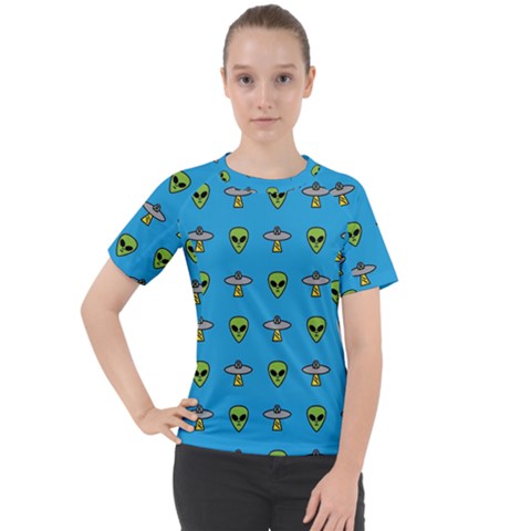 Alien Pattern Women s Sport Raglan T-shirt by Ket1n9