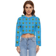 Alien Pattern Women s Lightweight Cropped Hoodie by Ket1n9