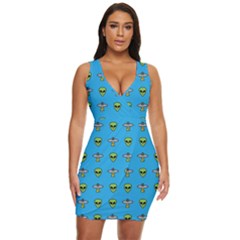 Alien Pattern Draped Bodycon Dress by Ket1n9