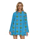 Alien Pattern Round Neck Long Sleeve Bohemian Style Chiffon Mini Dress View1