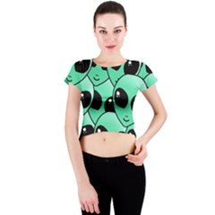 Art Alien Pattern Crew Neck Crop Top by Ket1n9