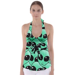 Art Alien Pattern Tie Back Tankini Top by Ket1n9