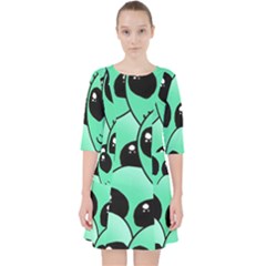 Art Alien Pattern Quarter Sleeve Pocket Dress by Ket1n9