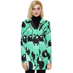 Art Alien Pattern Button Up Hooded Coat  by Ket1n9