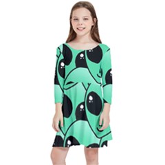 Art Alien Pattern Kids  Quarter Sleeve Skater Dress by Ket1n9