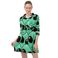 Art Alien Pattern Mini Skater Shirt Dress by Ket1n9