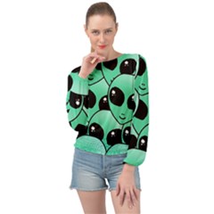 Art Alien Pattern Banded Bottom Chiffon Top by Ket1n9