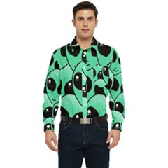 Art Alien Pattern Men s Long Sleeve Pocket Shirt  by Ket1n9