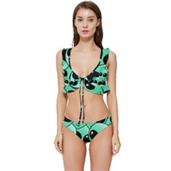 Art Alien Pattern Low Cut Ruffle Edge Bikini Set by Ket1n9