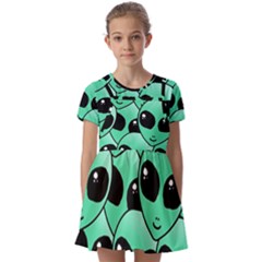 Art Alien Pattern Kids  Short Sleeve Pinafore Style Dress by Ket1n9