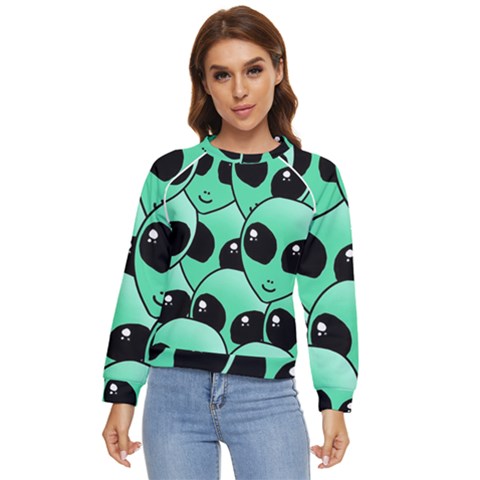 Art Alien Pattern Women s Long Sleeve Raglan T-shirt by Ket1n9