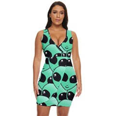 Art Alien Pattern Draped Bodycon Dress by Ket1n9