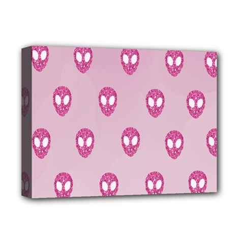 Alien Pattern Pink Deluxe Canvas 16  X 12  (stretched)  by Ket1n9