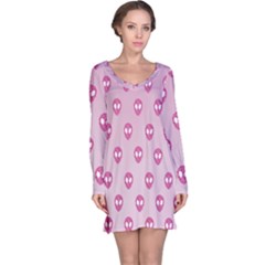 Alien Pattern Pink Long Sleeve Nightdress by Ket1n9