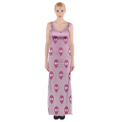 Alien Pattern Pink Thigh Split Maxi Dress by Ket1n9