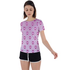 Alien Pattern Pink Back Circle Cutout Sports T-shirt by Ket1n9