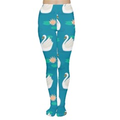 Elegant Swan Pattern With Water Lily Flowers Tights by Ket1n9