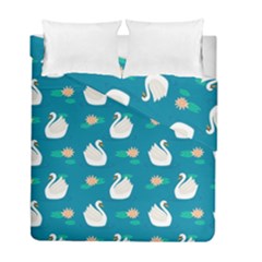 Elegant Swan Pattern With Water Lily Flowers Duvet Cover Double Side (full/ Double Size) by Ket1n9