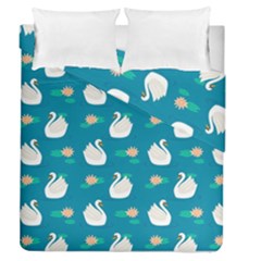 Elegant Swan Pattern With Water Lily Flowers Duvet Cover Double Side (queen Size) by Ket1n9