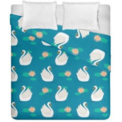 Elegant Swan Pattern With Water Lily Flowers Duvet Cover Double Side (california King Size) by Ket1n9