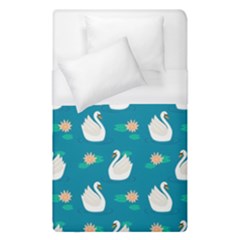 Elegant Swan Pattern With Water Lily Flowers Duvet Cover (single Size) by Ket1n9