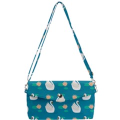 Elegant Swan Pattern With Water Lily Flowers Removable Strap Clutch Bag by Ket1n9