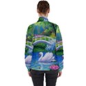 Swan Bird Spring Flowers Trees Lake Pond Landscape Original Aceo Painting Art Women s High Neck Windbreaker View2