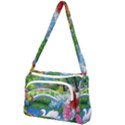 Swan Bird Spring Flowers Trees Lake Pond Landscape Original Aceo Painting Art Front Pocket Crossbody Bag View1