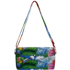 Swan Bird Spring Flowers Trees Lake Pond Landscape Original Aceo Painting Art Removable Strap Clutch Bag by Ket1n9