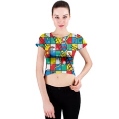 Snakes And Ladders Crew Neck Crop Top by Ket1n9