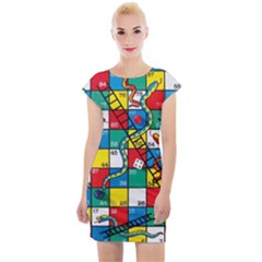 Snakes And Ladders Cap Sleeve Bodycon Dress by Ket1n9